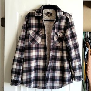 Large warm plaid button up